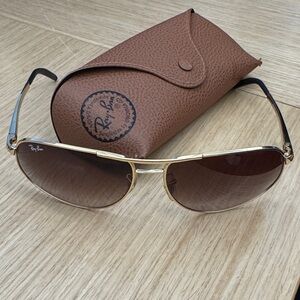 Ray-Ban Gold Frame Sunglasses with Brown Gradient Lenses